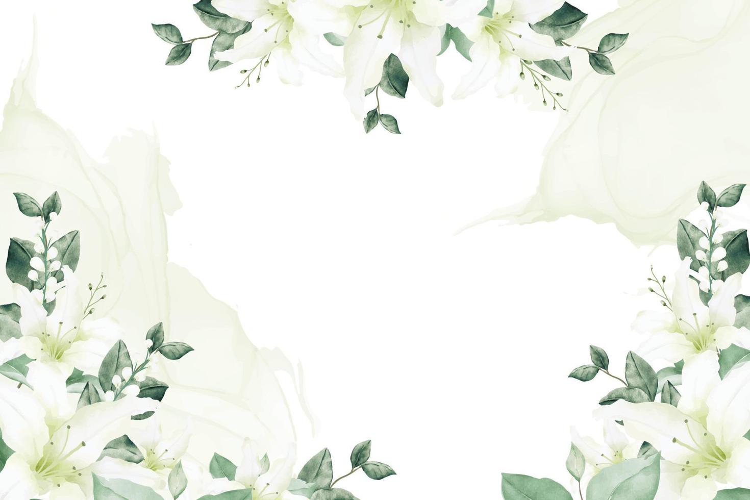 hermoso lirio floral fondo acuarela vector