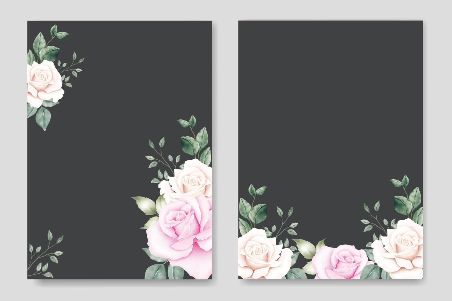 Beautiful Floral Watercolor Wedding Invitation Card Template vector