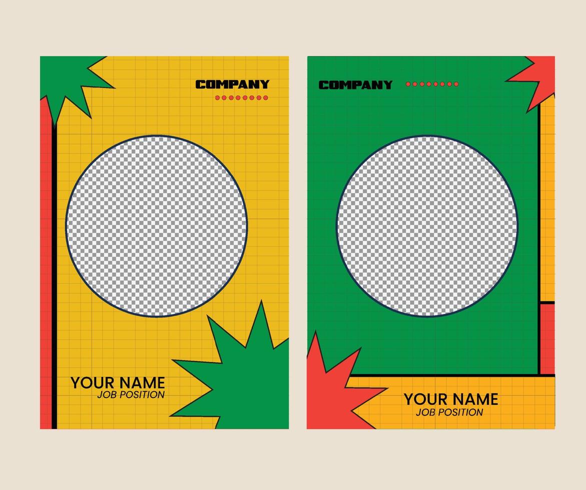 Template IDCard Style Retro Yellow and Green vector