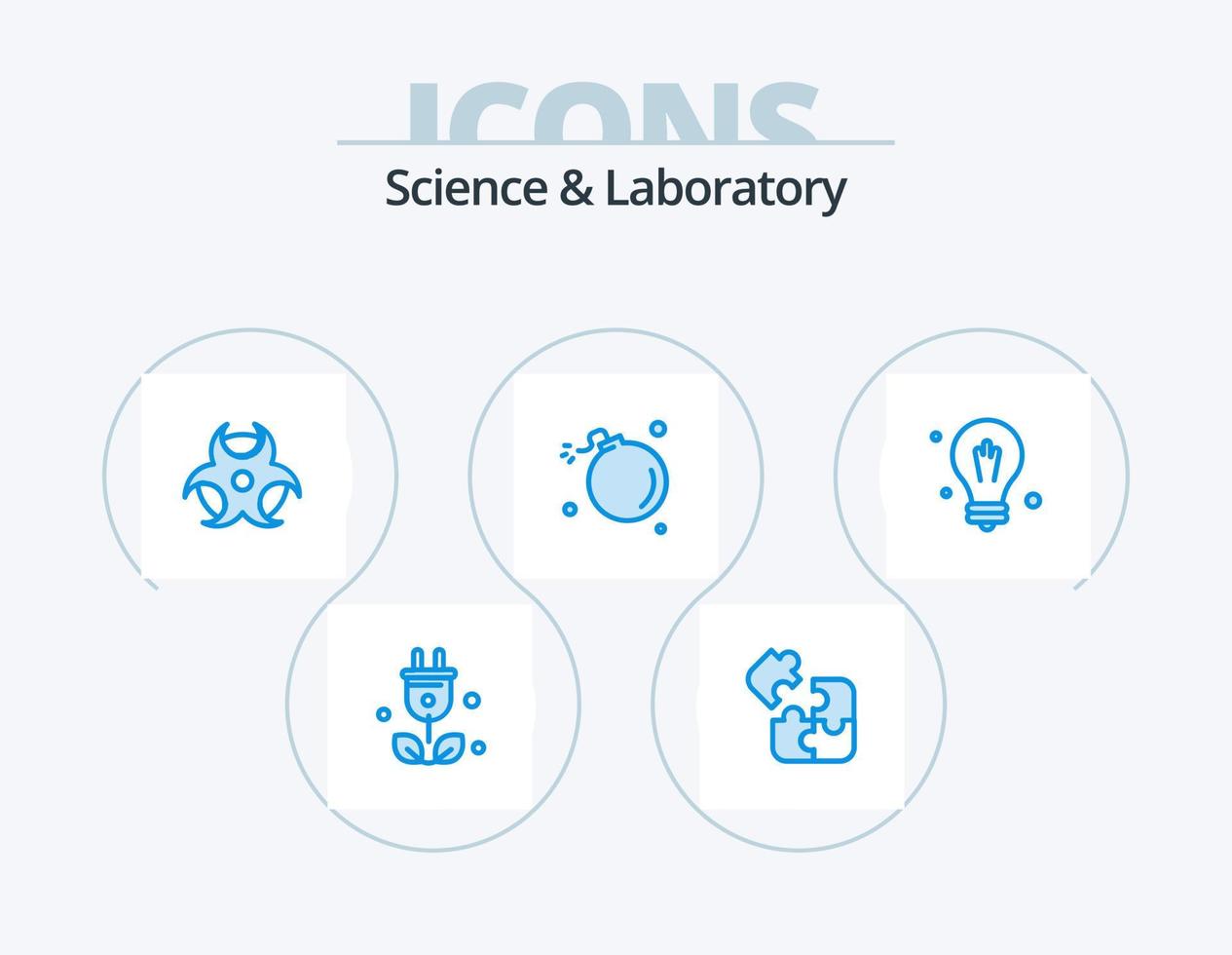 Science Blue Icon Pack 5 Icon Design. idea. science. education. meteor. comet vector
