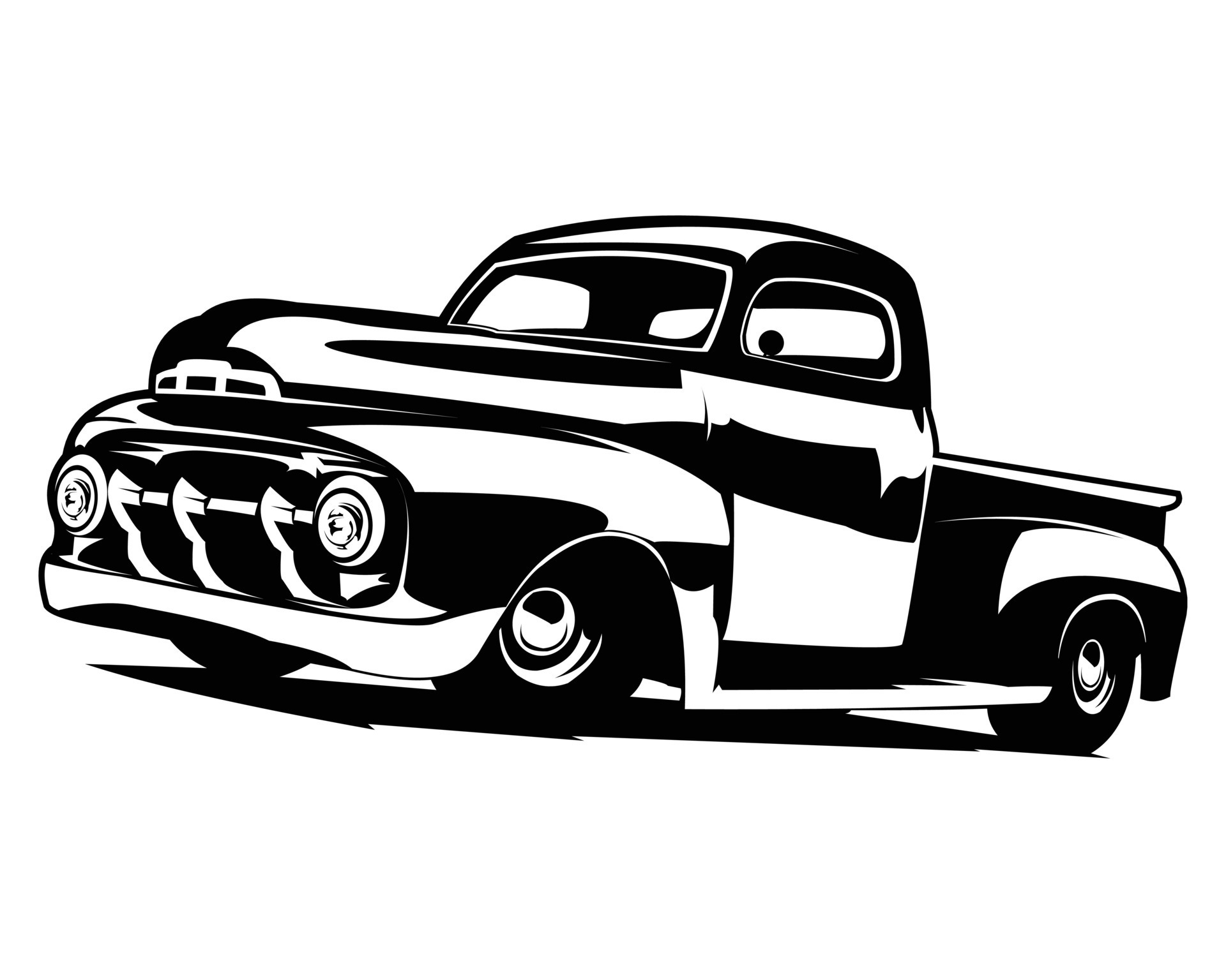 old american truck silhouette isolated white background showing from side.  Best for logos, badges, emblems and the trucking industry. 16148915 Vector  Art at Vecteezy