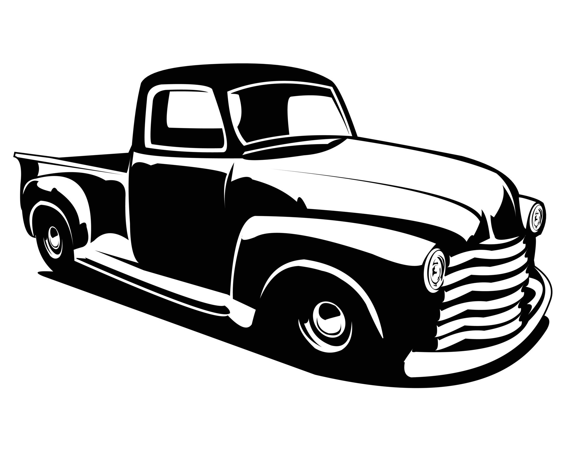 Classic Chevy Truck Vector Silhouette Isolated White Background View classic-chevy-truck-vector-silhouette-isolated-white-background-view