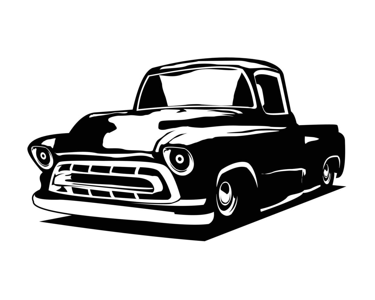 viejo camión coche silueta aislado fondo blanco vista lateral. lo mejor para la industria de logotipos, insignias, emblemas y camiones. disponible en eps 10. vector