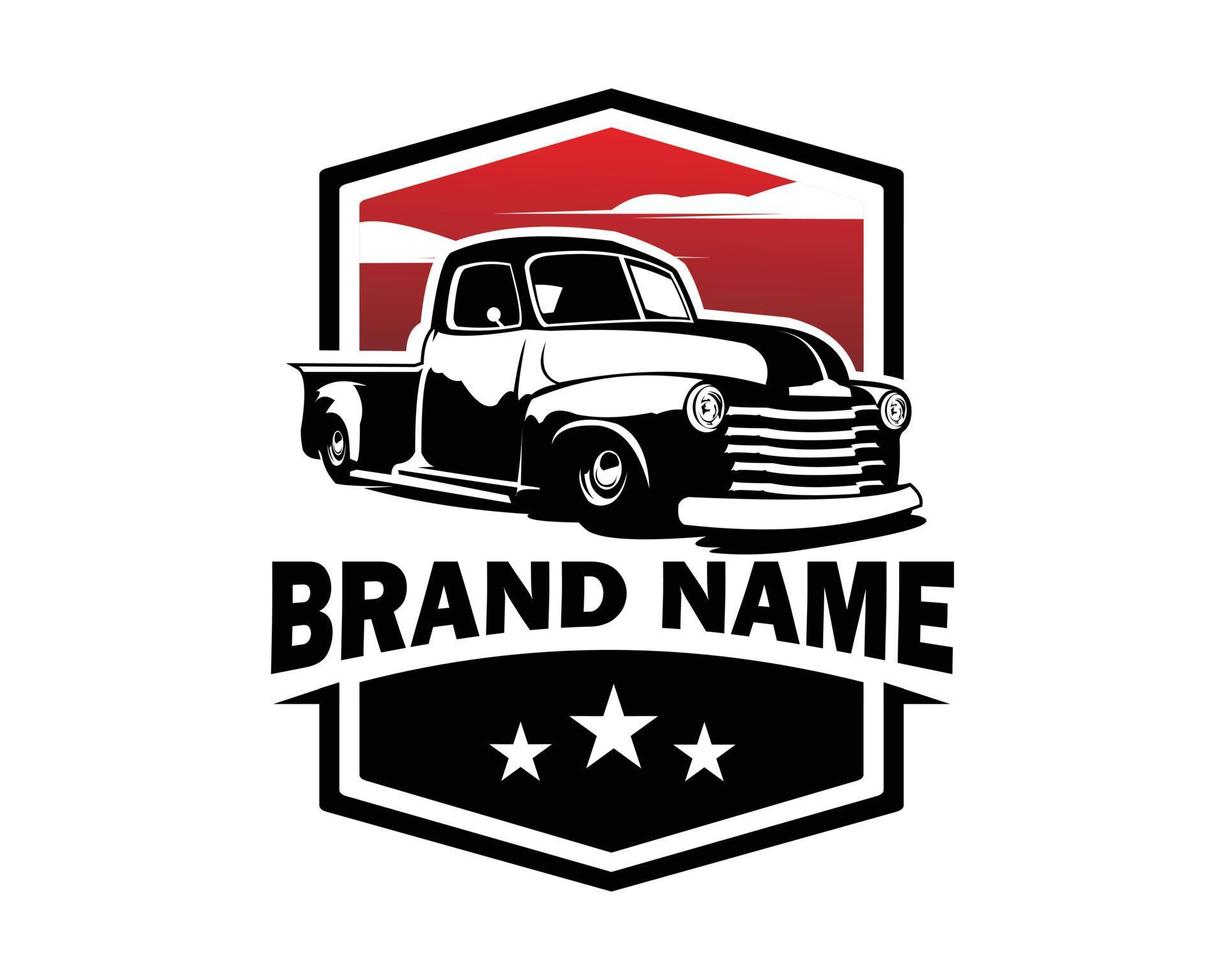 old 1950's chevy truck logo. come up with a stunning view of the red sky. Best for badges, emblems, icons and the old truck industry. vector