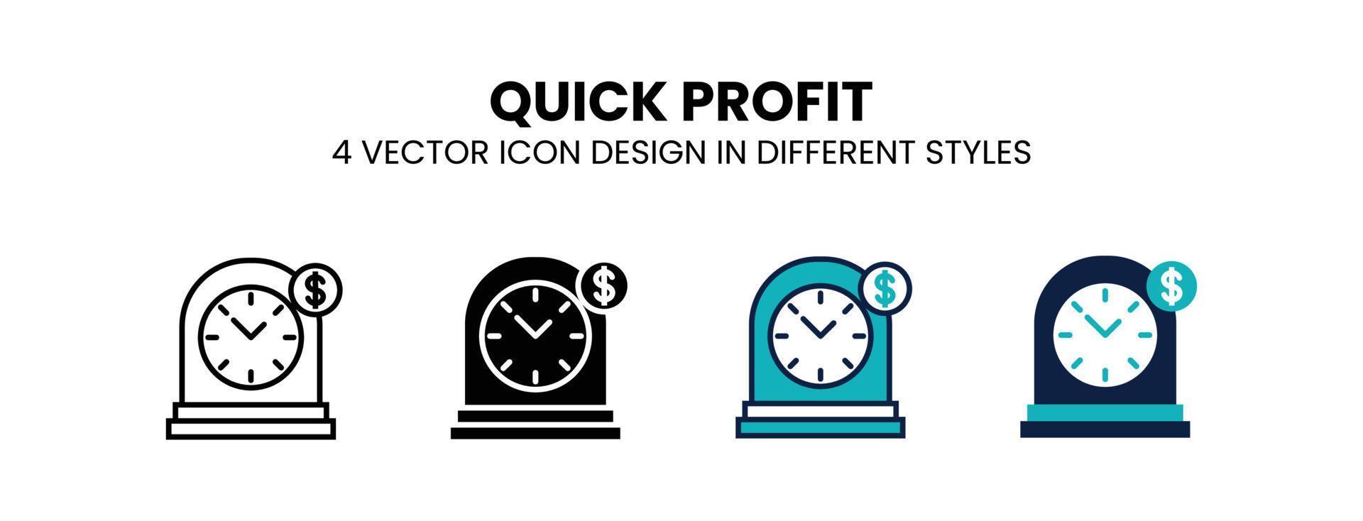 Quick profit icon in outline, thin line, solid, filled and flat style. Vector illustration of two colored and black quick profit vector icons designs can be used for mobile, ui, web