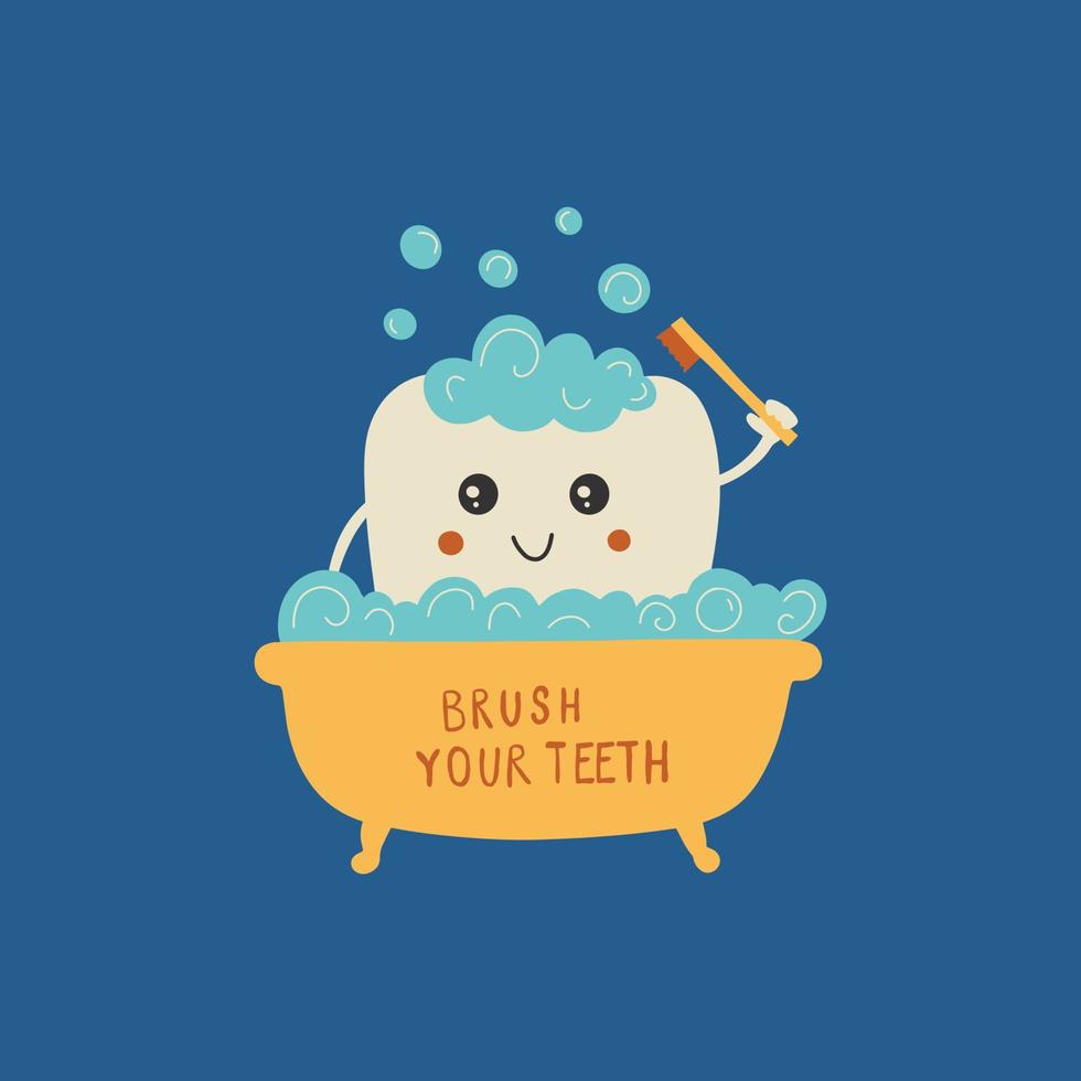 Cute kawaii tooth character. Doodle vector illustration