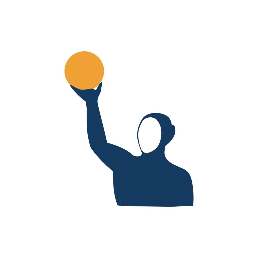 Water polo player. Hand drawn icon on white background vector