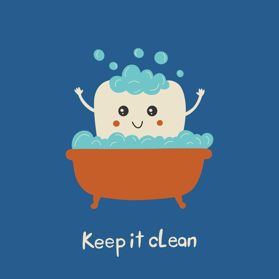 Cute kawaii tooth character. Doodle vector illustration