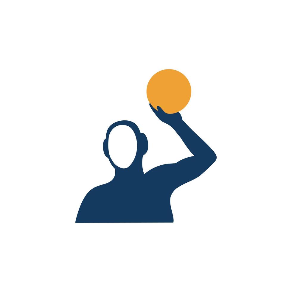 Water polo player. Hand drawn icon on white background vector