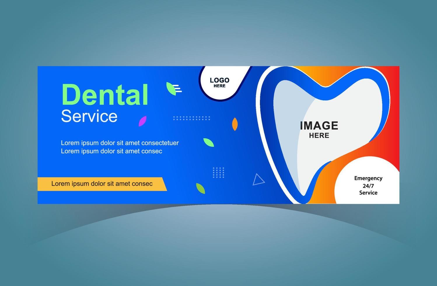 Dental Care Web Banner Design Template. Social Media Digital Marketing Cover. vector