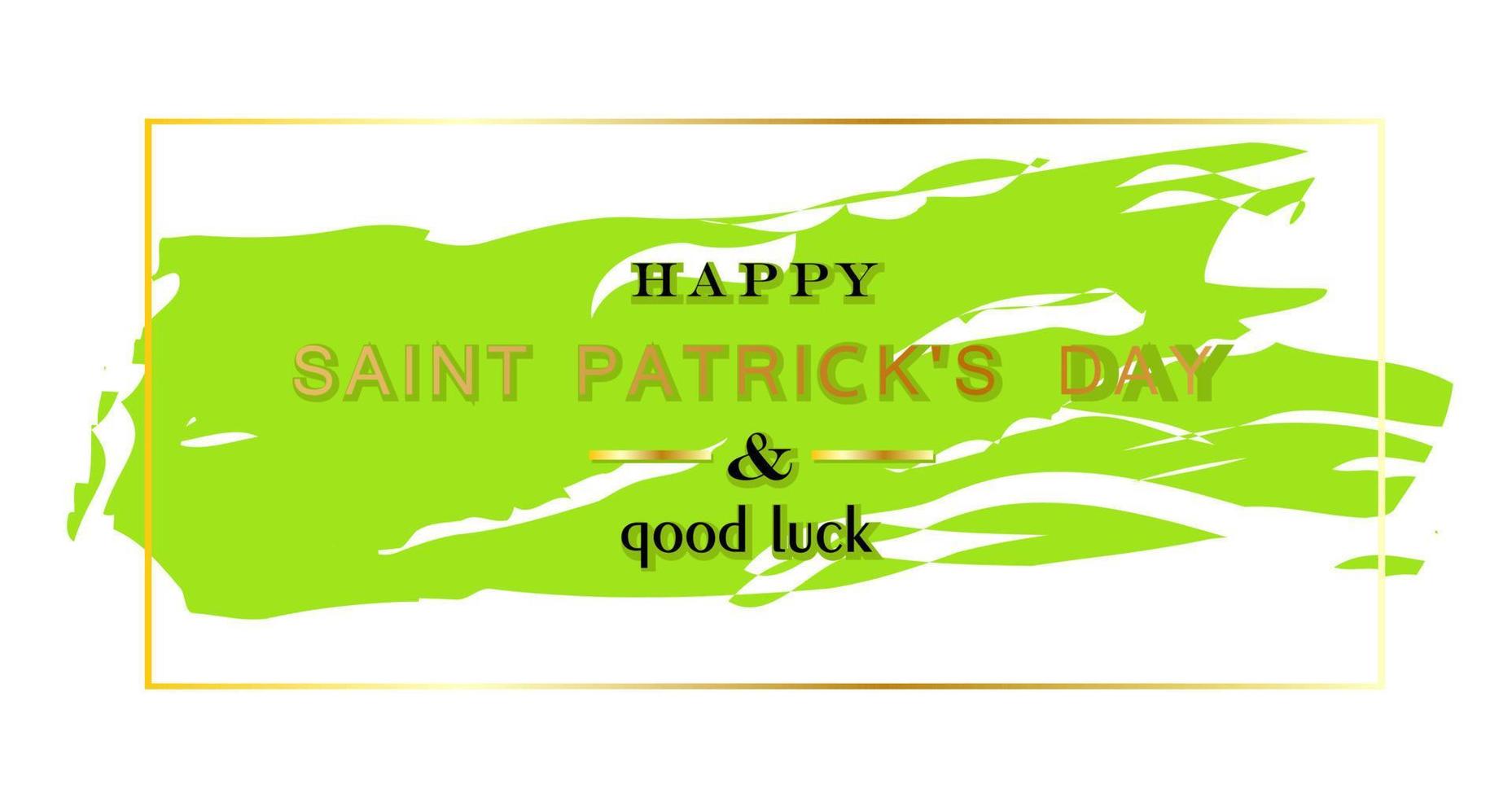 St.Patrick 's Day. Background design March 17, Twigs and curls of clover and shamrock. Horizontal poster, postcard, website headers. vector
