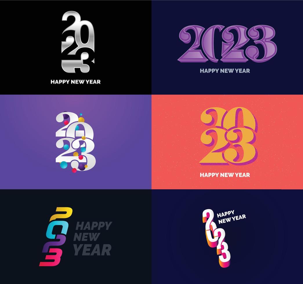 Big Set of 2023 Happy New Year logo text design 2023 number design template vector