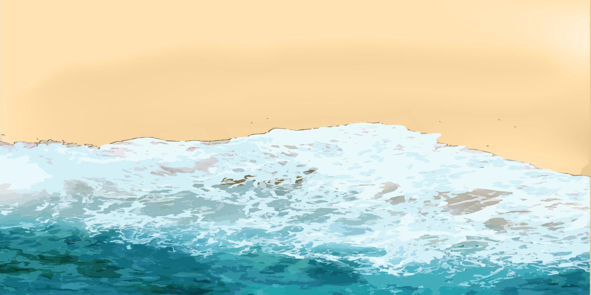 Hola Verano. olas oceánicas realistas y playa. banner horizontal para publicidad y descuentos de verano. vector