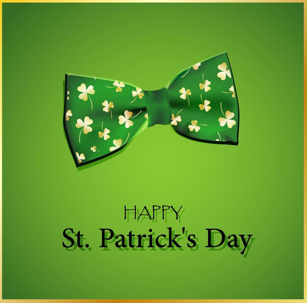 Happy St. Patrick's Day golden letters on a green background with shamrocks. Beautiful illustration for greeting card poster banner template vector
