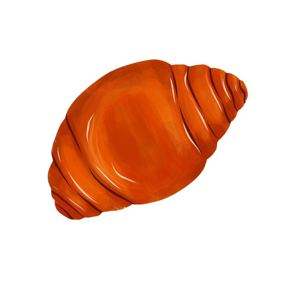 baguette bun, French croissant on a white background. baking vector