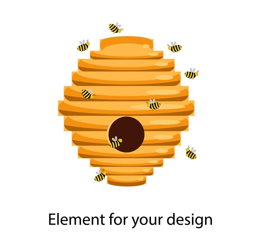 casa web para las abejas. Colmena. ilustración aislada en un fondo blanco.. vector