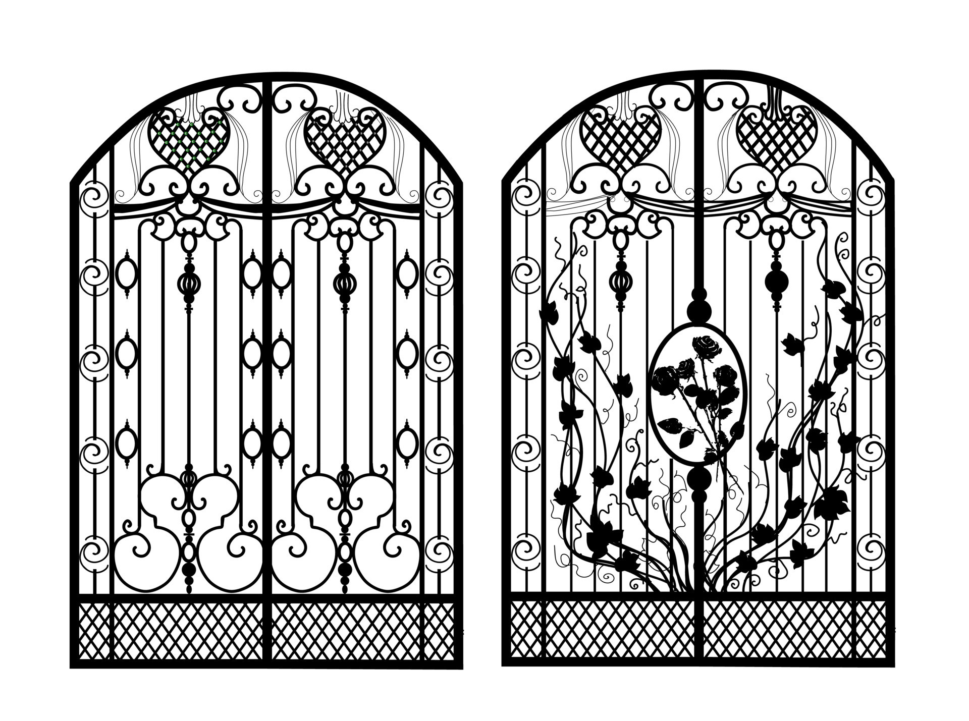 Gates sketch. Artistic Iron door design. illustration isolated on white