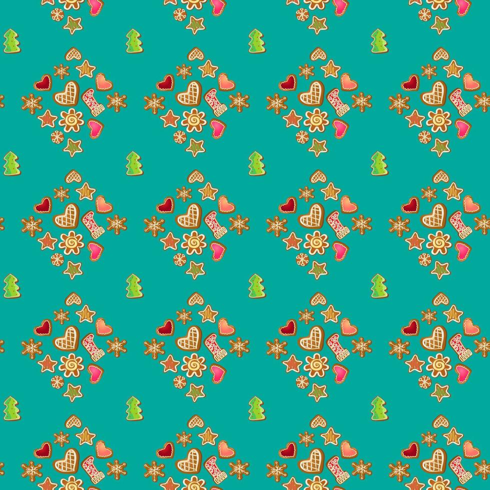 Christmas seamless pattern background with gingerbread collection vector