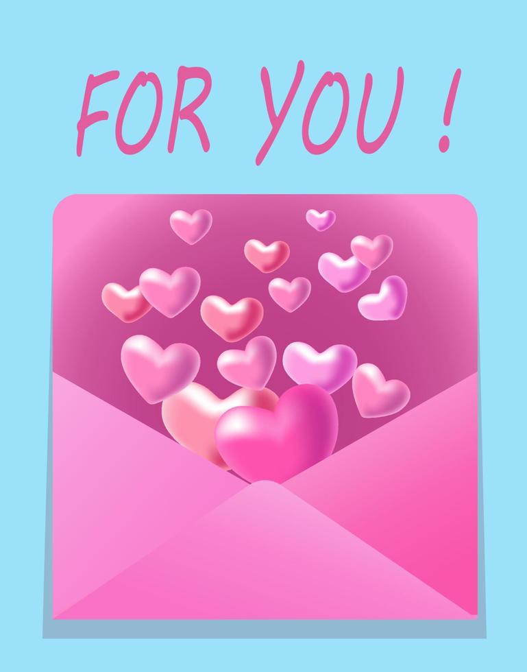 hearts fly out of the mail envelope vector