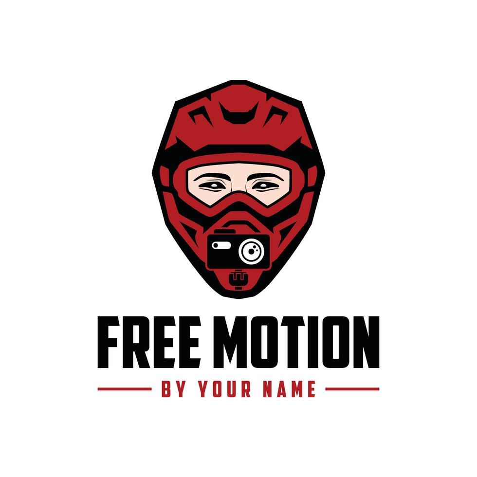 Red Motorcycle Helmet vector with camera