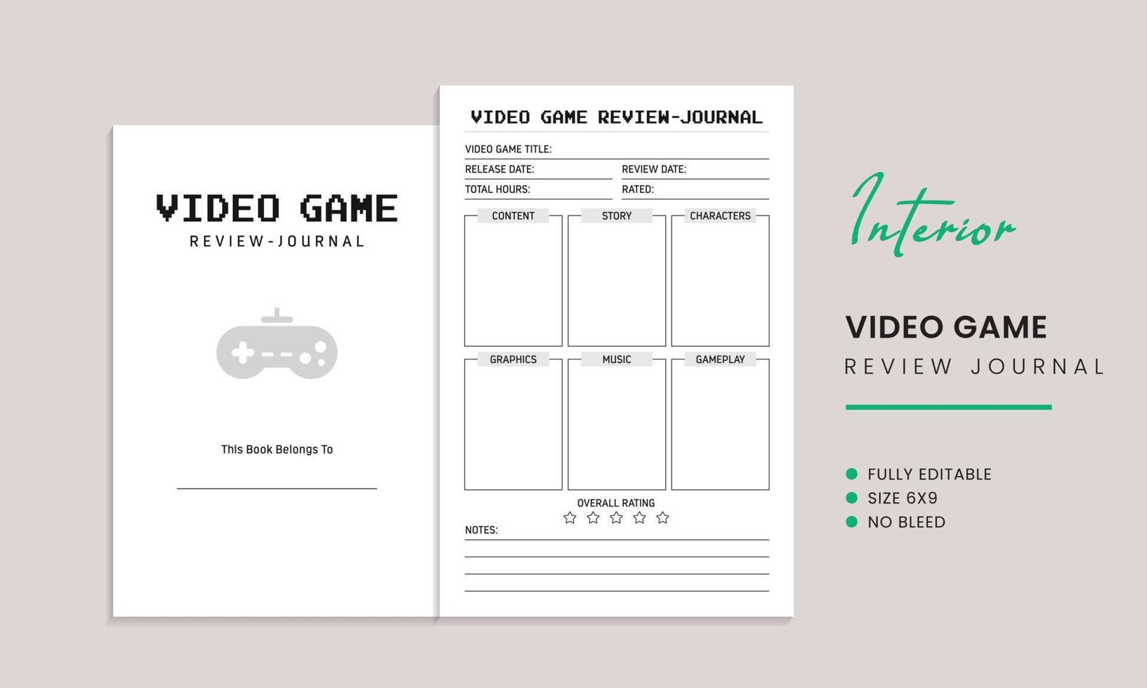 Video Game Review Journal Interior Template vector