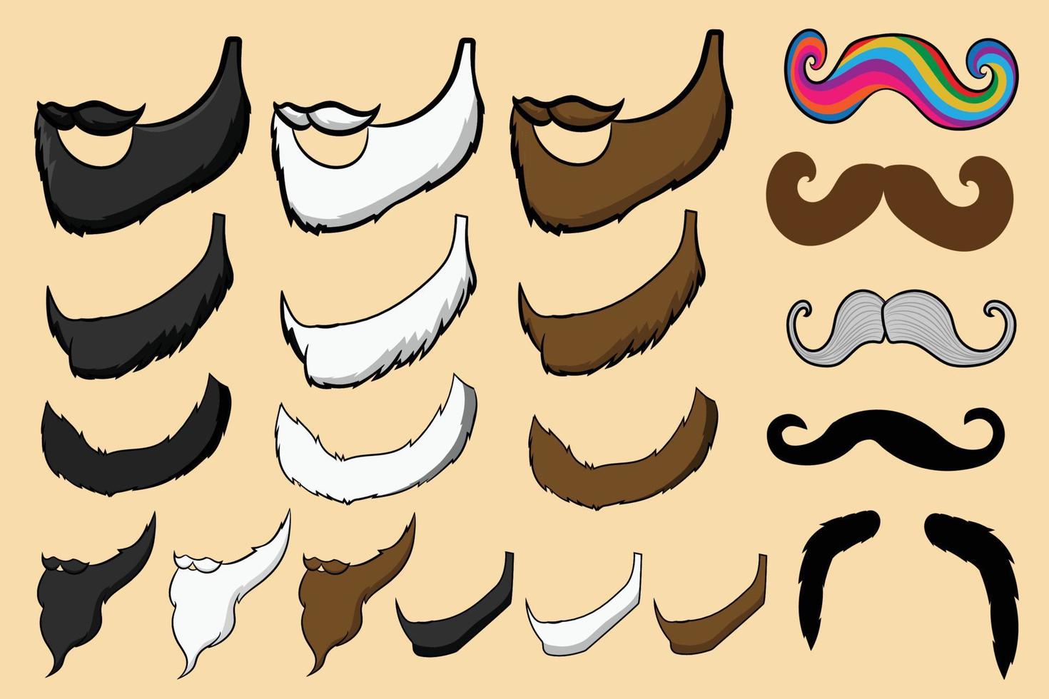 Set Of Beards Mustache Hipster Men vector
