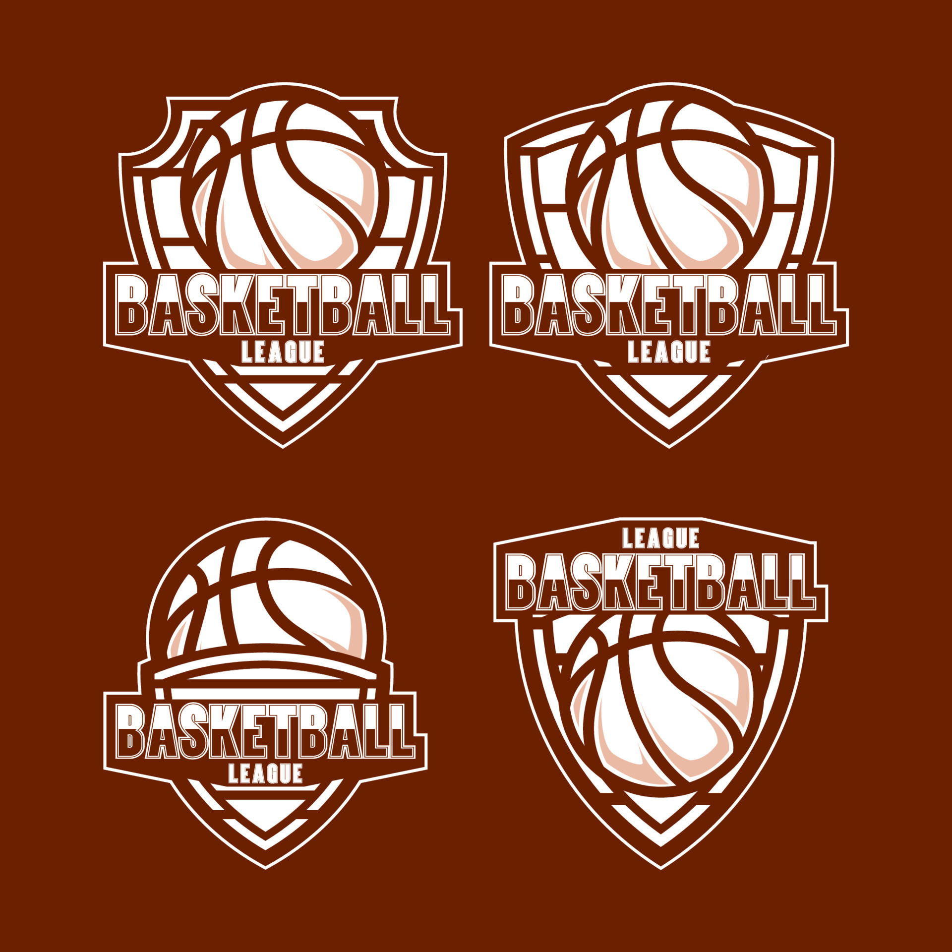 Basketball logo set, badge and shield shape emblem perfect for sports