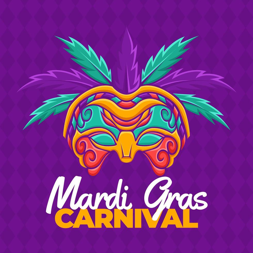 diseño vectorial de ilustración de máscara, dibujo de máscara del día del festival mardi gras vector