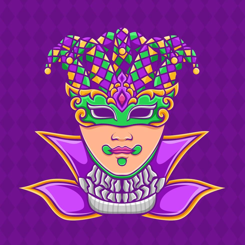 diseño vectorial de ilustración de máscara, dibujo de máscara del día del festival mardi gras vector