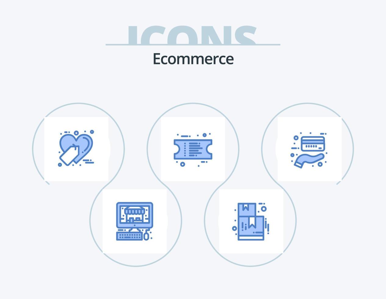 Ecommerce Blue Icon Pack 5 Icon Design. . payment. shopping. credit. ticket vector