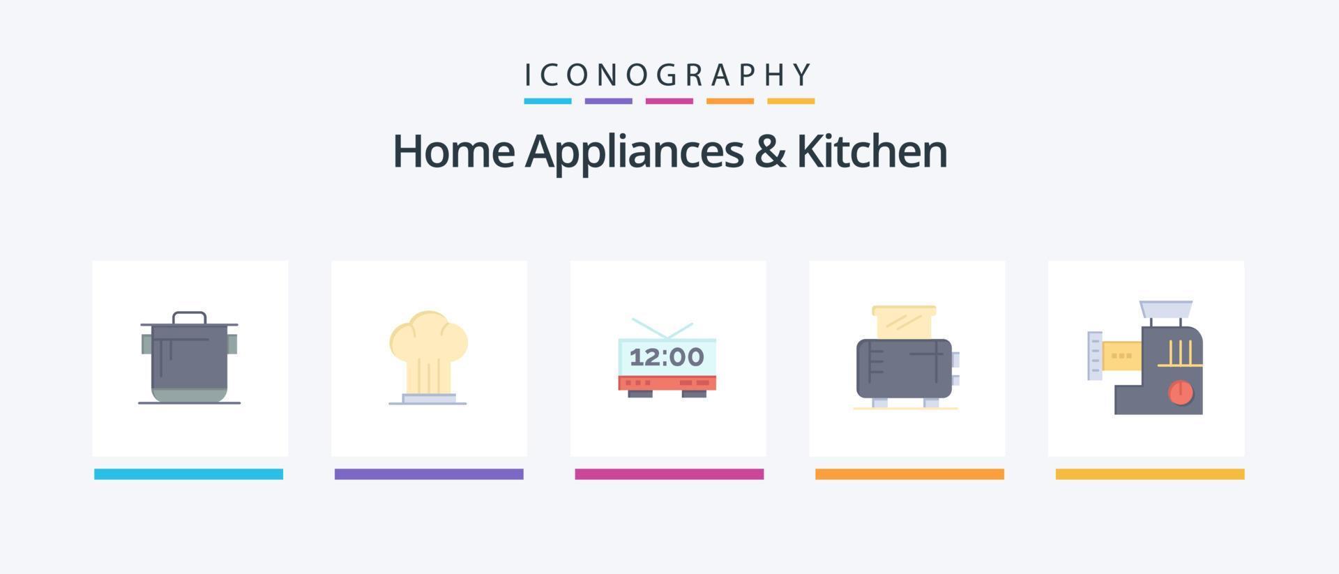 Home Appliances And Kitchen Flat 5 Icon Pack Including mixer. machine. restaurant. home. machine. Creative Icons Design vector
