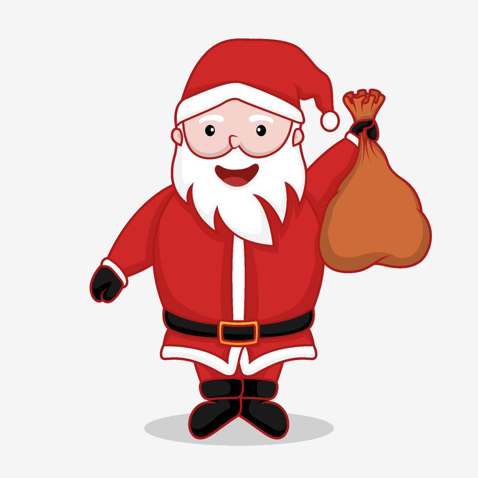 santa claus con bolsa de regalo vector