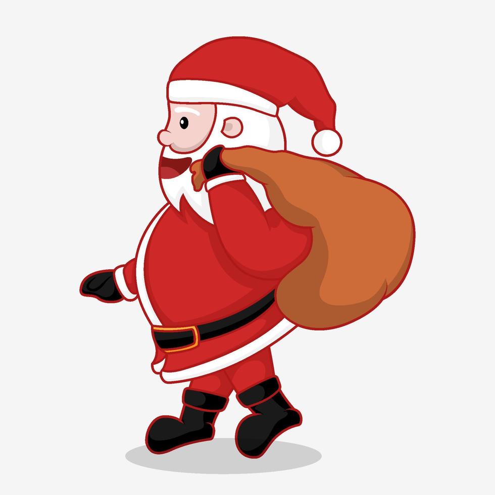 santa claus con bolsa de regalo vector