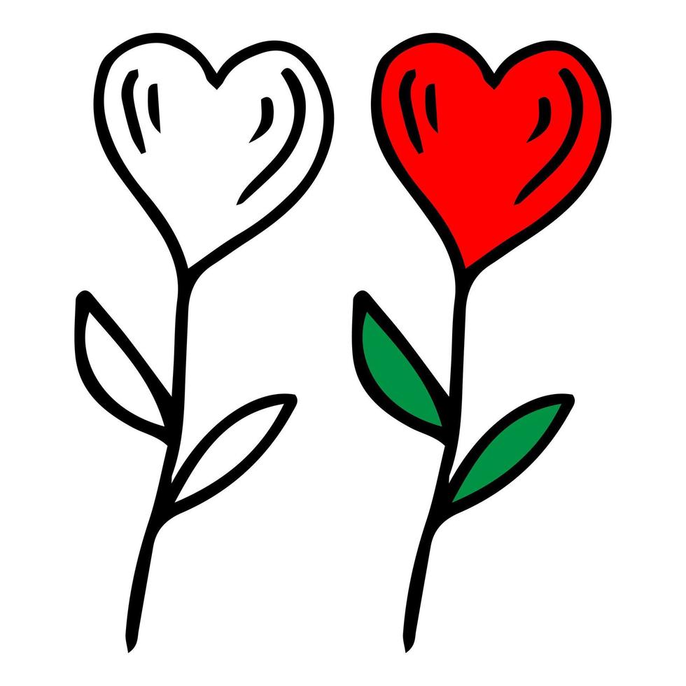 Heart shaped flower line icon. linear style sign for mobile concept and web design. Valentine's day vector