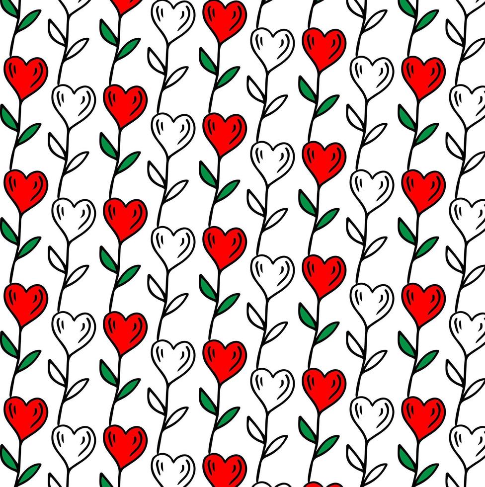 Fondo de vector de diseño de flor y corazón de amor. patrón sin costuras en el día de san valentín. la textura fluida con hart