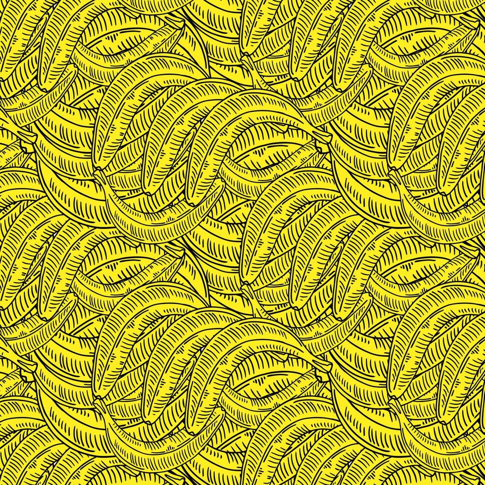 Cartoon sketch pattern with bananas vector