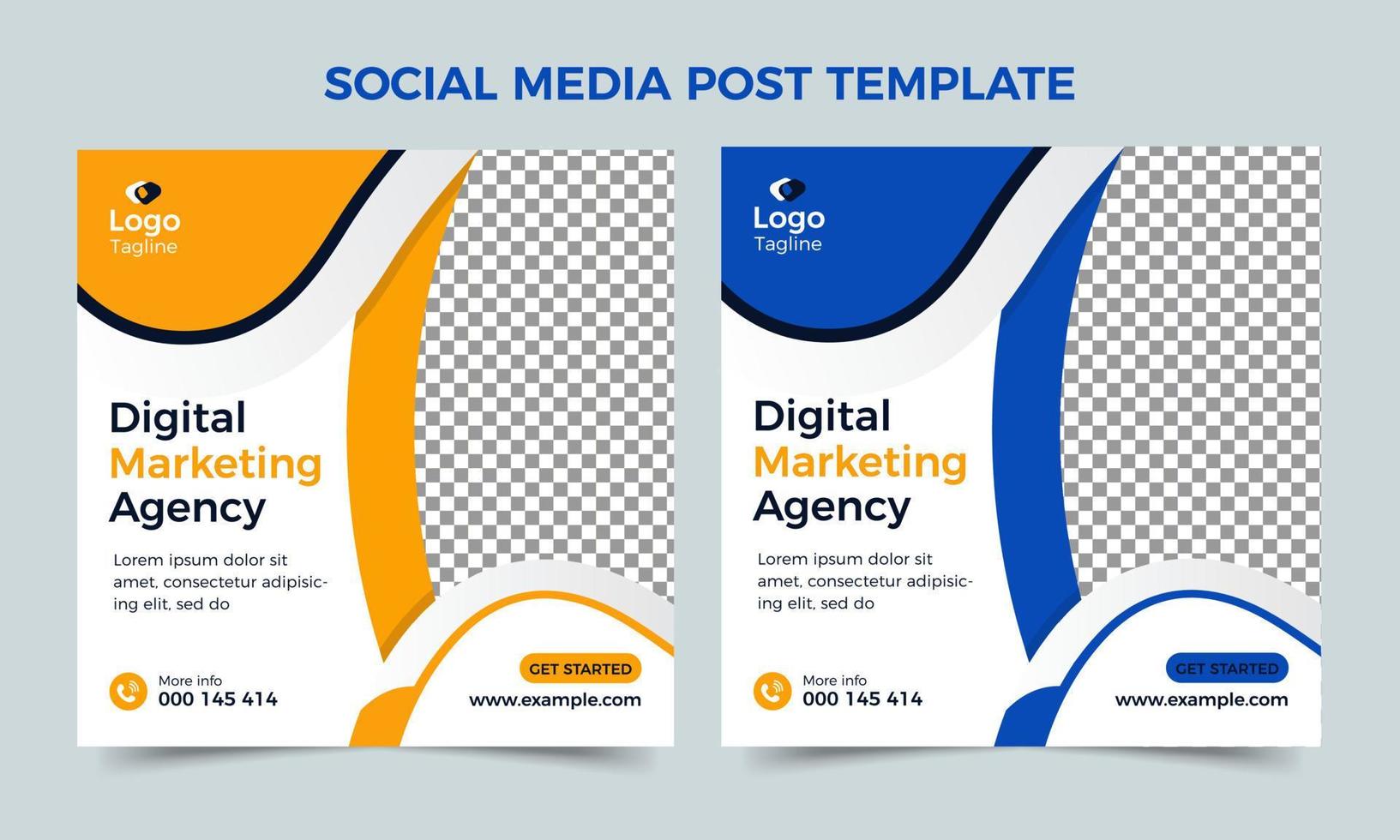 Digital marketing or creative marketing yellow banner design. Corporate social media post design or banner design template vector