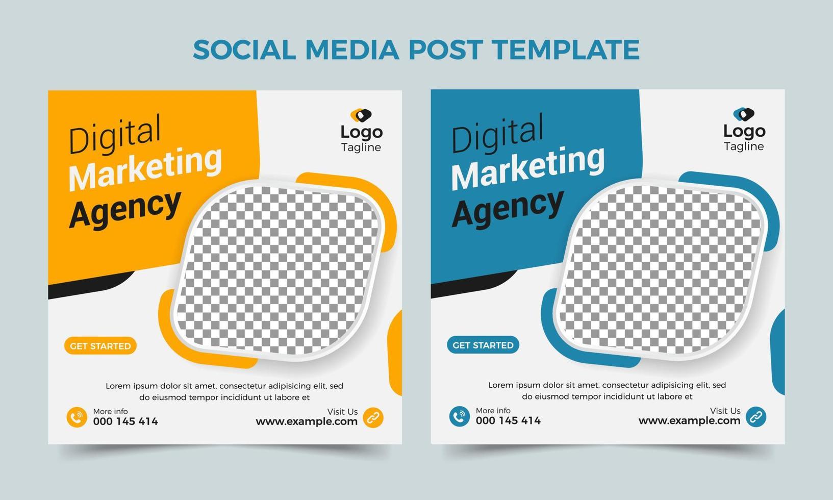 Corporate business or Digital marketing banner design template, Yellow business promotion social media post design vector