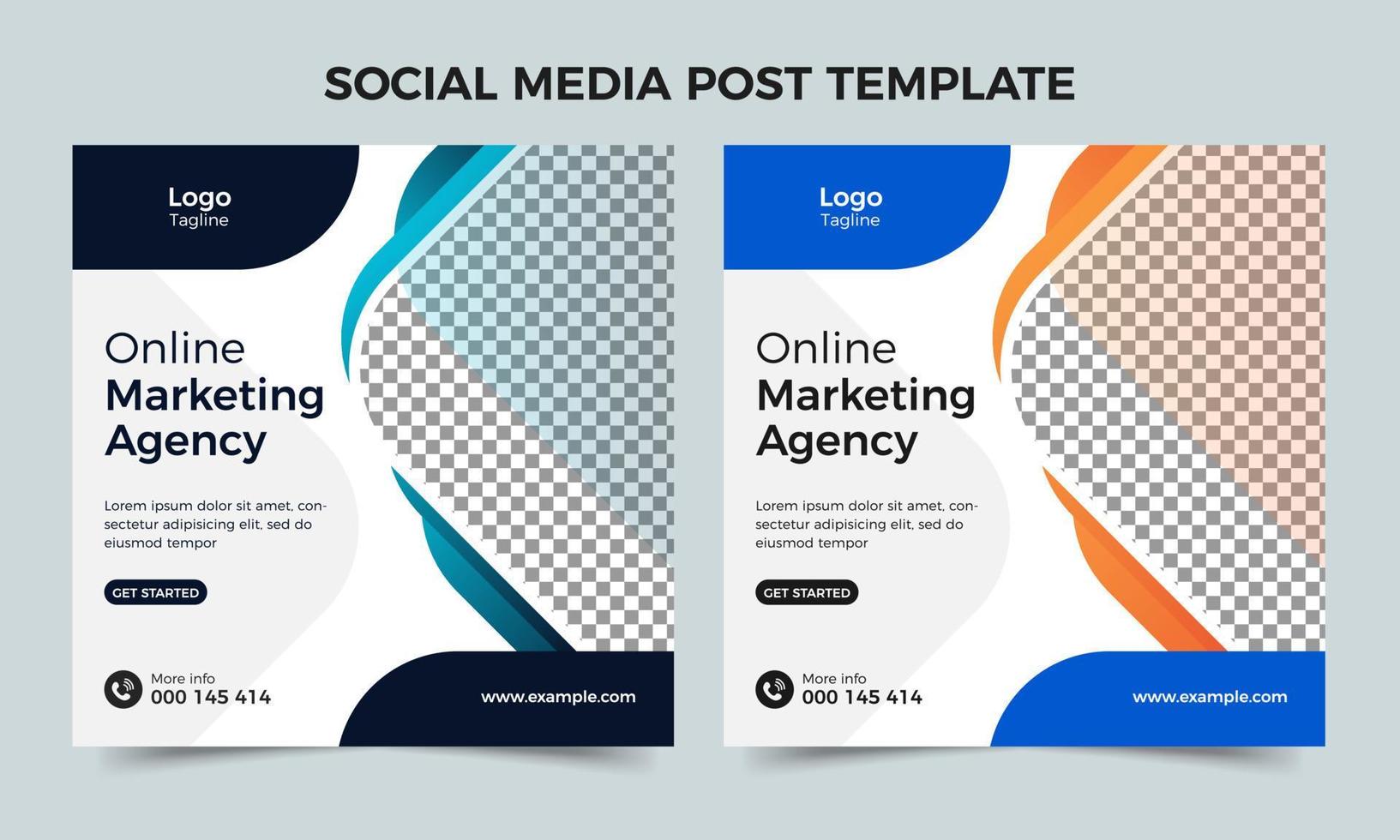 Digital marketing or online marketing blue banner design. Corporate social media post design or banner design template vector