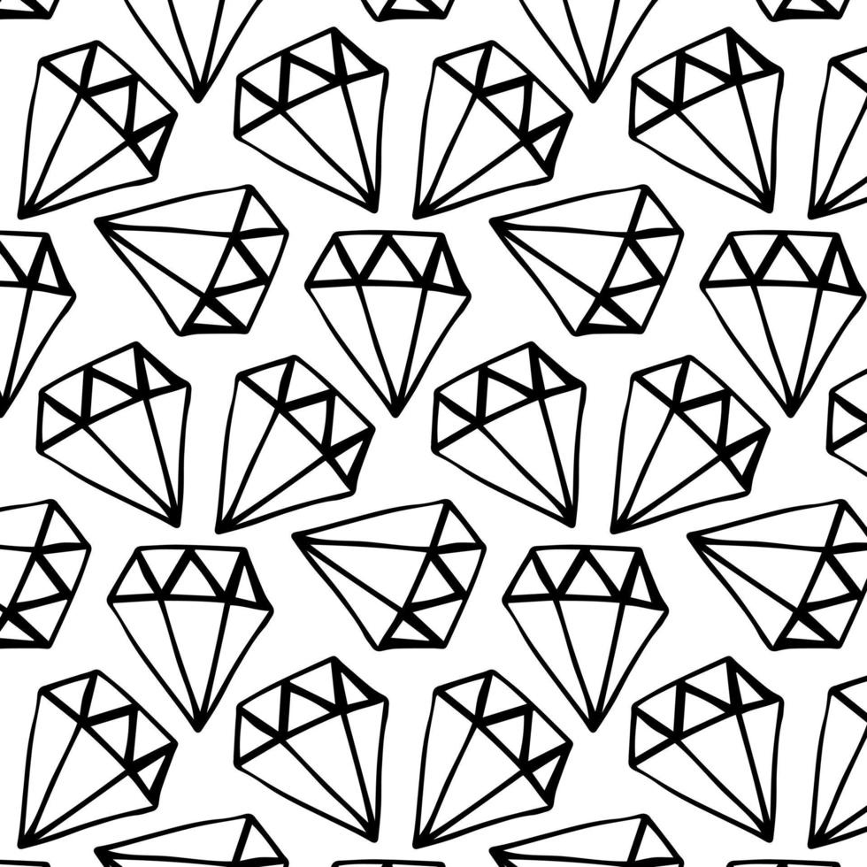 Vector geometric hand drawn seamless pattern of diamonds