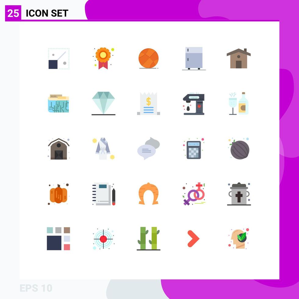 Mobile Interface Flat Color Set of 25 Pictograms of home equipment ball electronic devices Editable Vector Design Elements