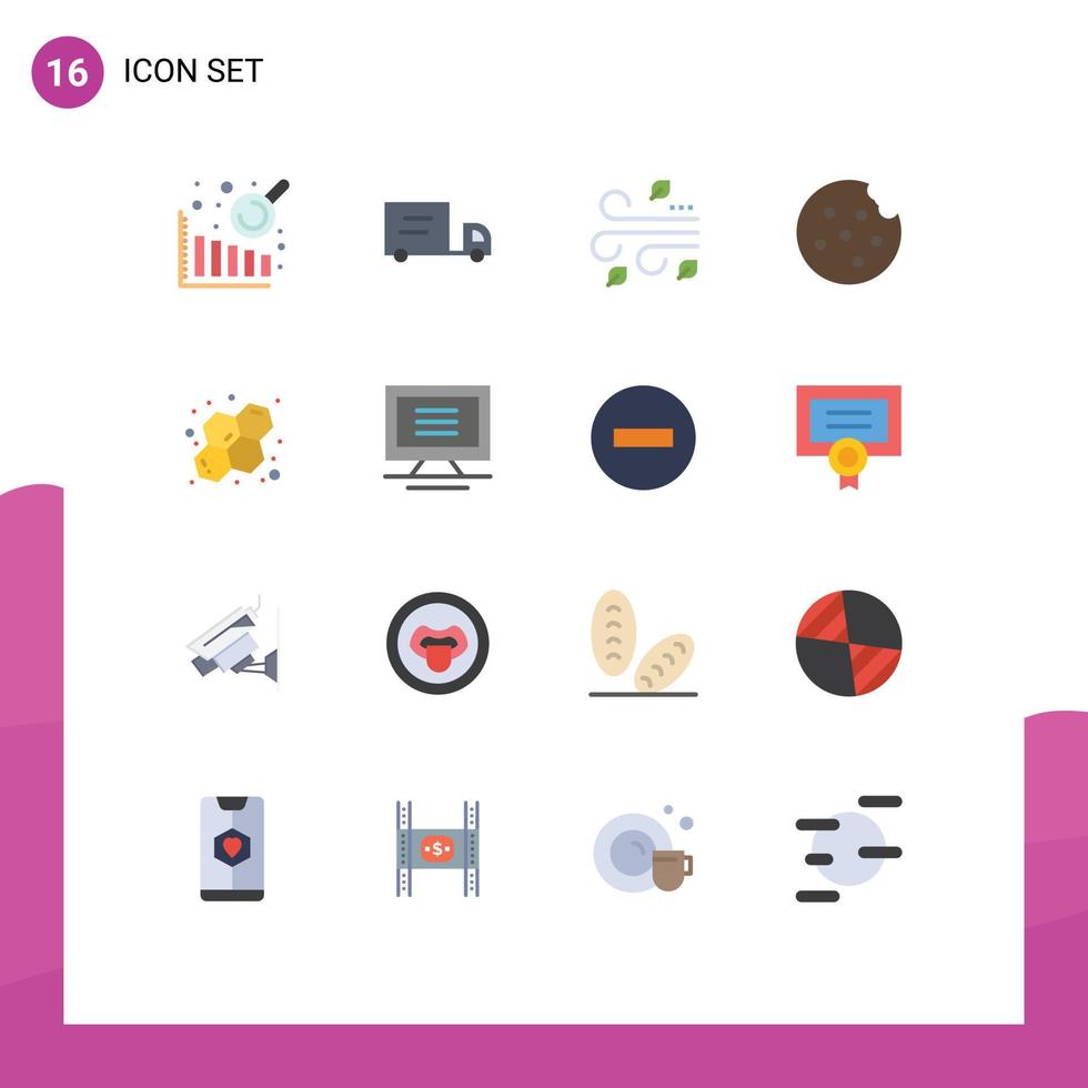 Group of 16 Modern Flat Colors Set for minus hardware cookie computer science Editable Pack of Creative Vector Design Elements
