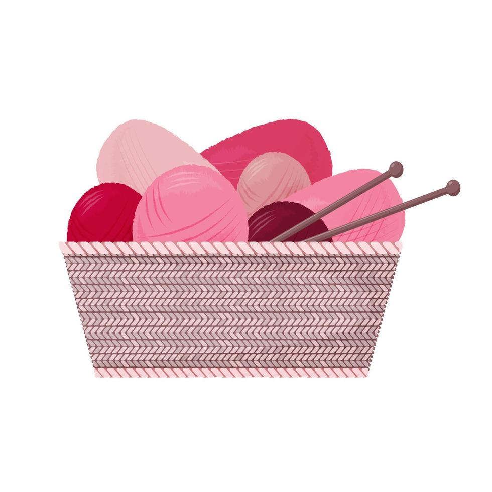 Basket with yarn vector