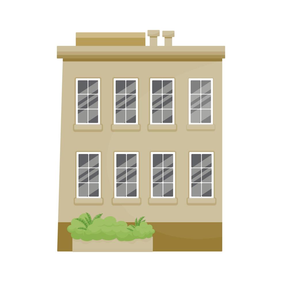 city building and a bush of greenery vector