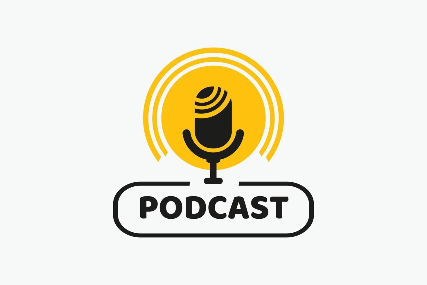 Podcast geometric badge design with microphone vector illustration
