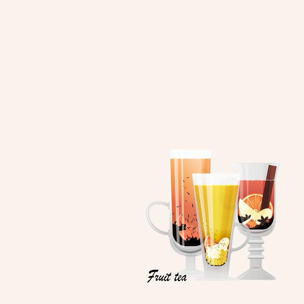 Three glasses of fruit tea vector