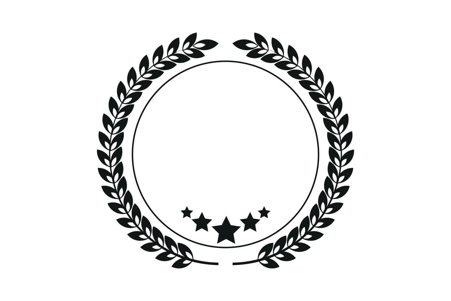 Laurel wreath of victory icon black silhouette of round laurel foliage wheat depicting award achievement heraldry nobility design vector