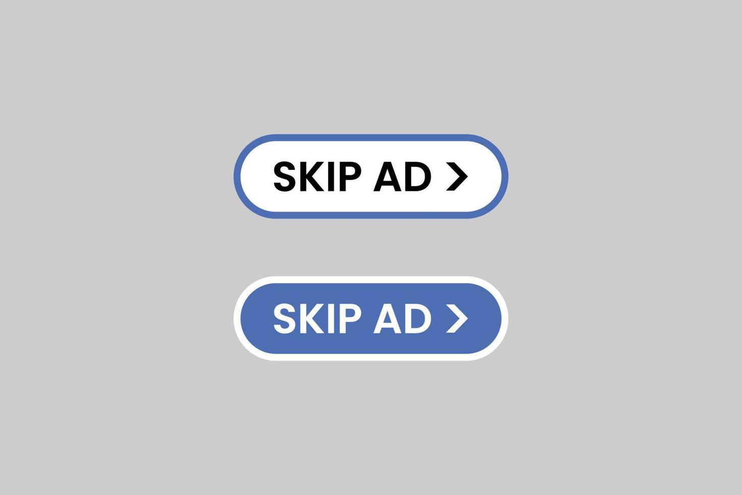 Skip ad flat buttons vector illustration on white background