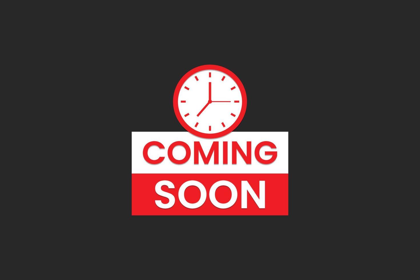 Coming soon design with clock vector