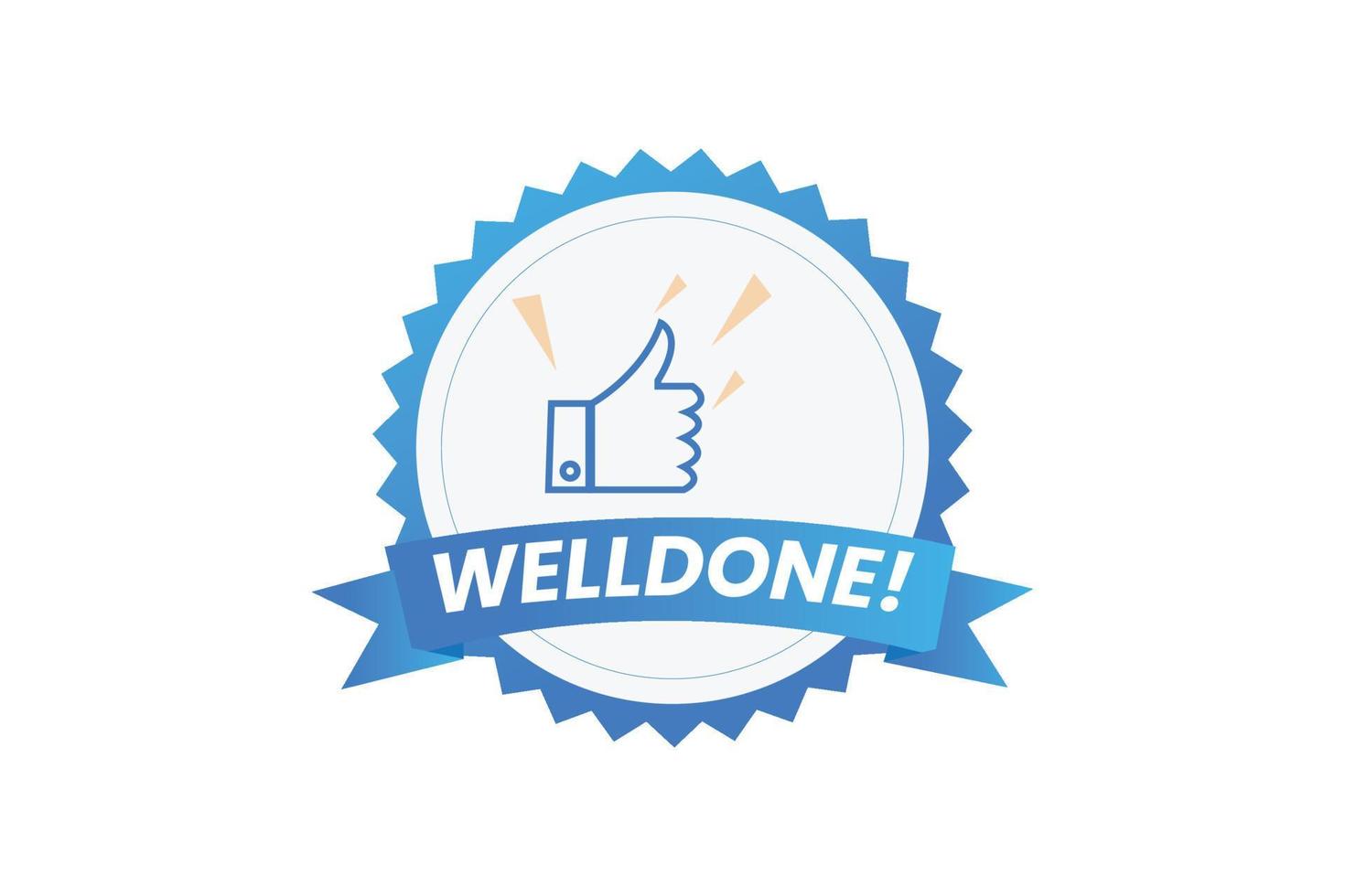 Well done bagde with thumb up illustration vector